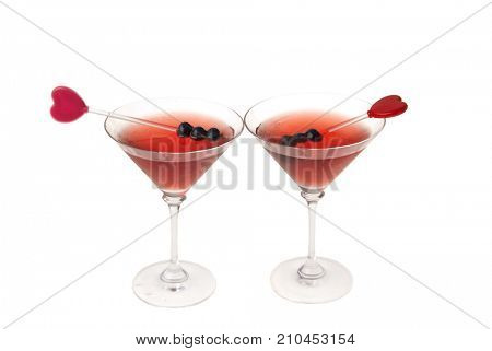 Pair of Manhatten drinks for Valentines lovers