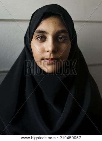 A cheerful Muslim woman