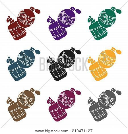 Paintball hand grenade icon in black design isolated on white background. Paintball symbol stock vector illustration.