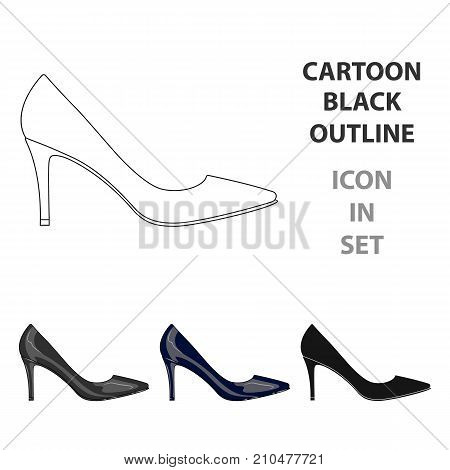 Black womens highheeled shoes exit in a dress.Different shoes single icon in cartoon style vector symbol stock web illustration.