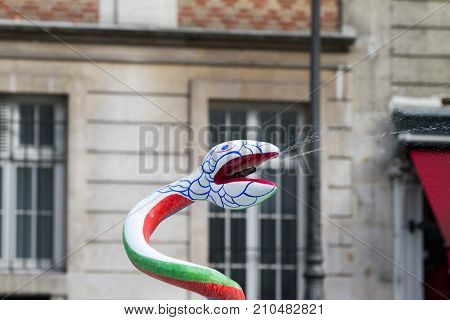 Paris - September 02: View Of The Stravinsky Fountain Whimsical Public Fountain Ornamented With Sixt