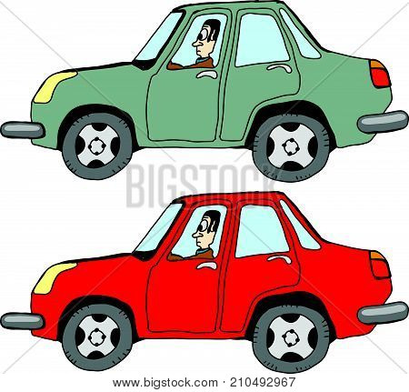 Cartoon car with a driver vector illustration clip-art image