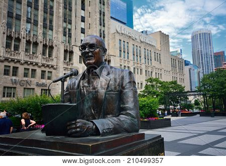 Statue Of Legendary Chicago Broadcaster Jack Brickhouse.