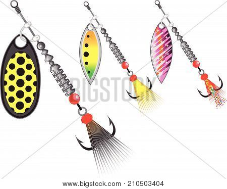 Set of spinning lures vector illustration image