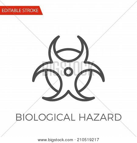 Biological Hazard Thin Line Vector Icon. Flat Icon Isolated on the White Background. Editable Stroke EPS file. Vector illustration.