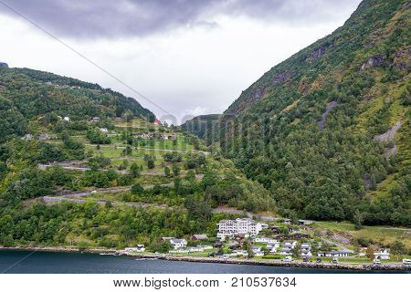 Geiranger fjord Beautiful Nature Norway. It is a 15-kilometre (9.3 mi) long branch off of the Sunnylvsfjorden which is a branch off of the Storfjorden (Great Fjord).