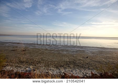 Evening landscape of Evros river in Greece.