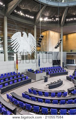 Plenary Hall Of German Parliament (bundestag) In Berlin
