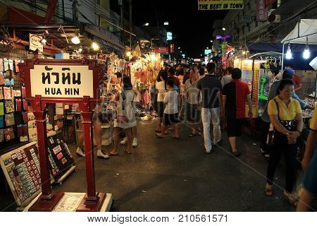 Tourists Visit Hua Hin Night Market.