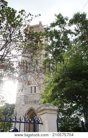 The Tower holy Jacques - Paris, France - Photo taken outdoor, of day and without character. Tourist place. The tower Saint Jacques is an isolated tower, built between 1509 and 1523, raised (drawn up) in the middle of the first Parisian public garden, whic