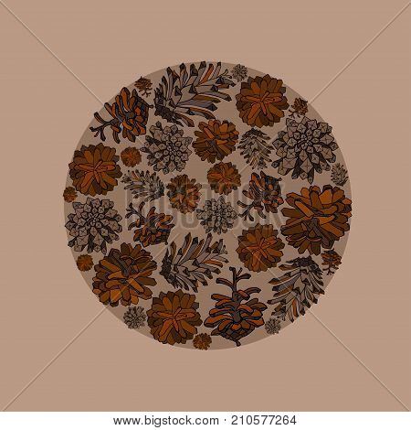 round frame with cones of alders. cone wreath