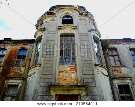 Abandoned palace in Belarus (Zheludok, Grodno region), built in the early twentieth century, example of Art Nouveau style