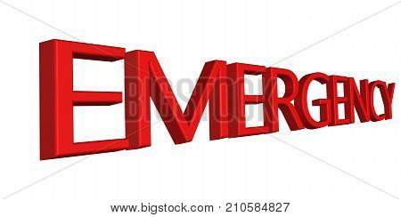 Emergency red sign and icon white backgrand.