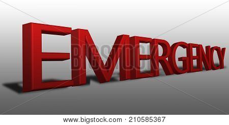 Emergency red sign and icon white backgrand.