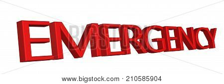 Emergency red sign and icon white backgrand.