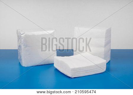paper napkin isolated on white turquoise background.