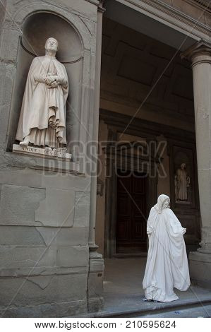 Florence, Tuscany - April 09, 2011, Statue Of Andrea Orcagna, Uffizi Loggia