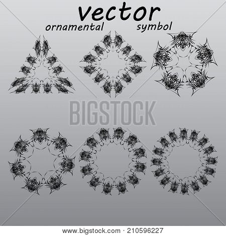 Round ornament set. Vector symbols collection,trend decoration,