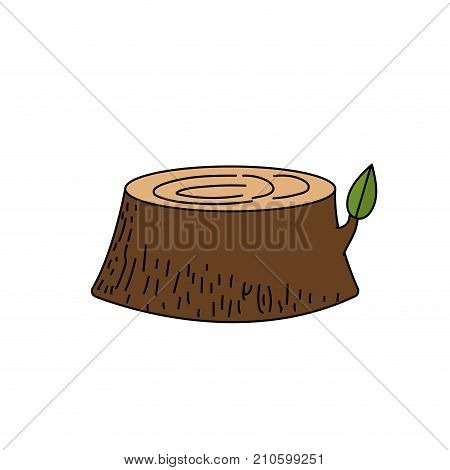 natural tree bole with ecology leaf design vector illustration