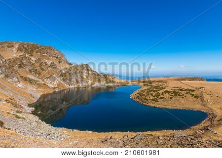 The  Kidney Lake Is One Of The Seven Rila Lakes. Rila Mountain, Bulgaria