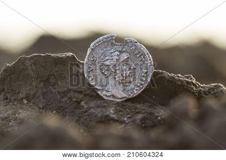 Roman Silver Coins Covered In Dirt