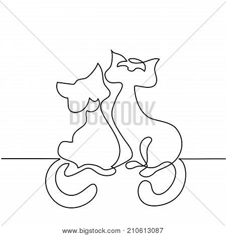 Continuous line drawing. Cat silhouette logo. Vector illustration on white background