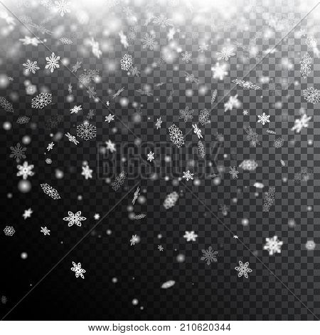 Vector background with falling snowflakes. Vector illustration for your graphic design.