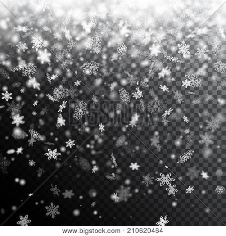 Vector background with falling snowflakes. Vector illustration for your graphic design.