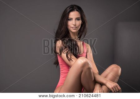 Beautiful Caucasian Woman Posing In Studio.