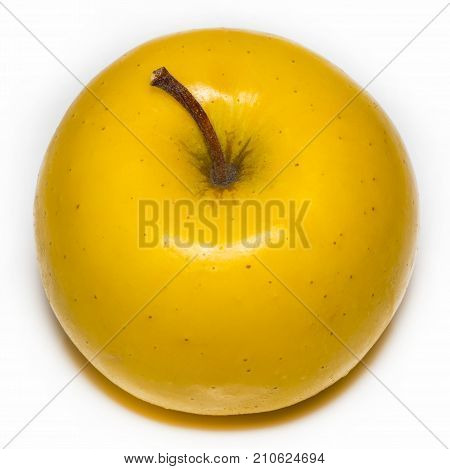 Ripe Yellow Apple Isolated On White Background