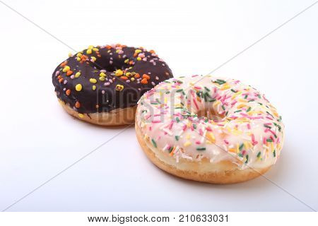 Homemade Traditional polish sweets doughnuts isolated on white background
