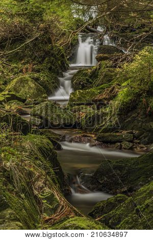 Javori Creek In Krkonose Mountains National Park In Autumn Color Day