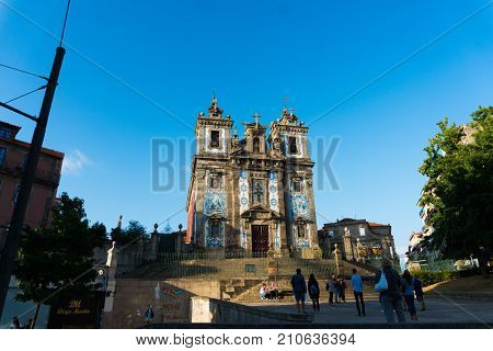 Porto, Portugal - July, 2017. Church Igreja De Sto Ildefonso Porto, Portugal