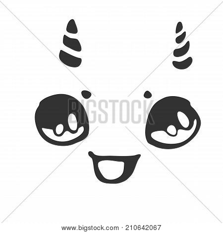 Cheerful Little Face With Horns