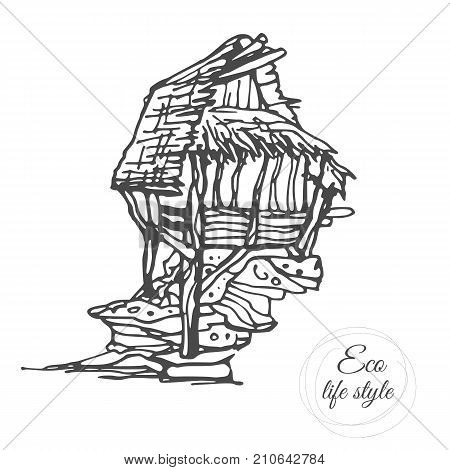 Image of linear house for use in design web site packing textile fabric