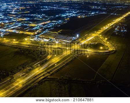 Night Scene Of T-junction