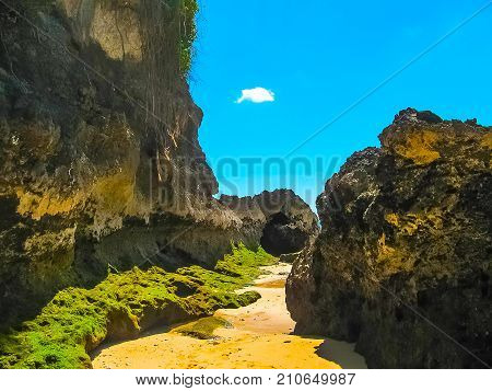 Padang Padang Beach, Bali - the white sand and blue sky