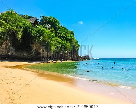 Padang Padang Beach, Bali - the white sand and blue sky