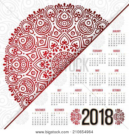 2018 calendar. It can be used for WEB or Print.