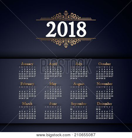 2018 calendar. It can be used for WEB or Print.