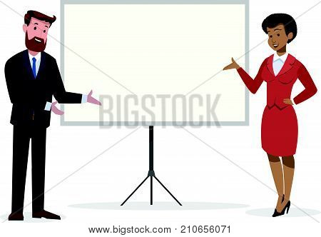 Business Woman And Man In Office Vector Illustration Design2.eps