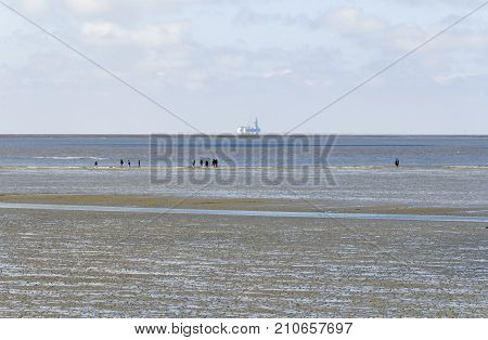 coastal scenery around Buesum in Dithmarschen at Schleswig-Holstein Germany