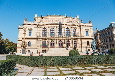 Prague, Czech Republic - September 29, 2017: The Building Of Rudolfiunum Concert Halls On Jan Palach