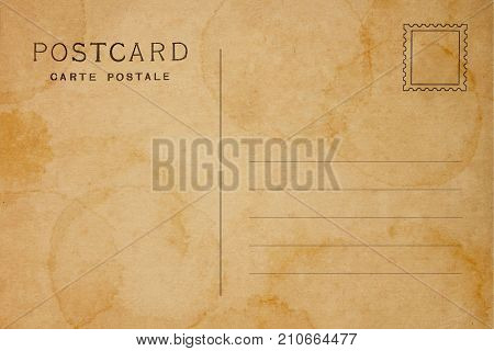 Back of vintage blank postcard with space for text