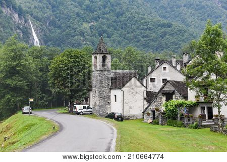 Traditional Rural Village Of Fontana On The Swiss Alps