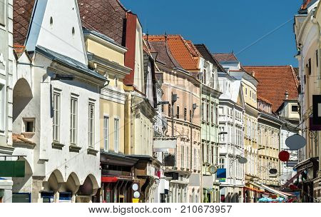 Historic Buildings In The Old Town Of Krems An Der Donau, A Unesco Heritage Site In Austria