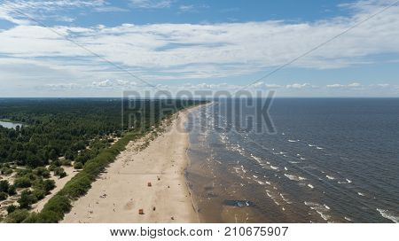 Vecaki Latvia Baltic Sea Seaside Aerial Drone Top