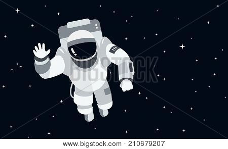 Astronaut in outer space concept vector illustration in flat style