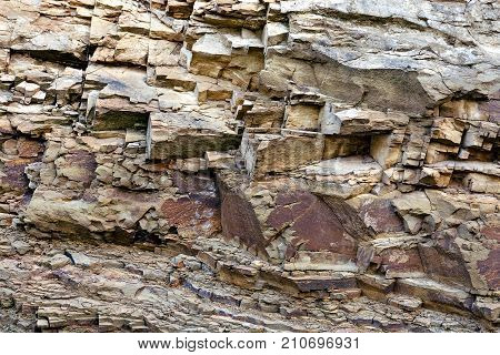 Texture with a stone sandstone. Stone quarry.