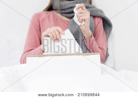 Sick Girl With Napkins